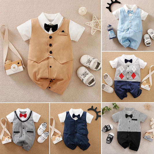 0-18 Baby Bodysuit for Boys, pure Cotton,  Short Sleeved suitable for Summer weather